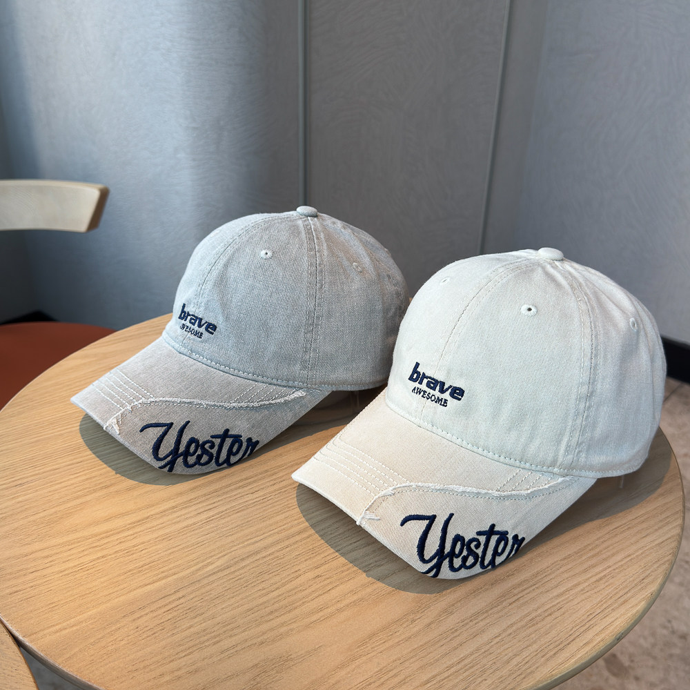 春夏新款复古做旧个性字母棒球帽男女森莉大头围宽檐防晒鸭舌帽潮