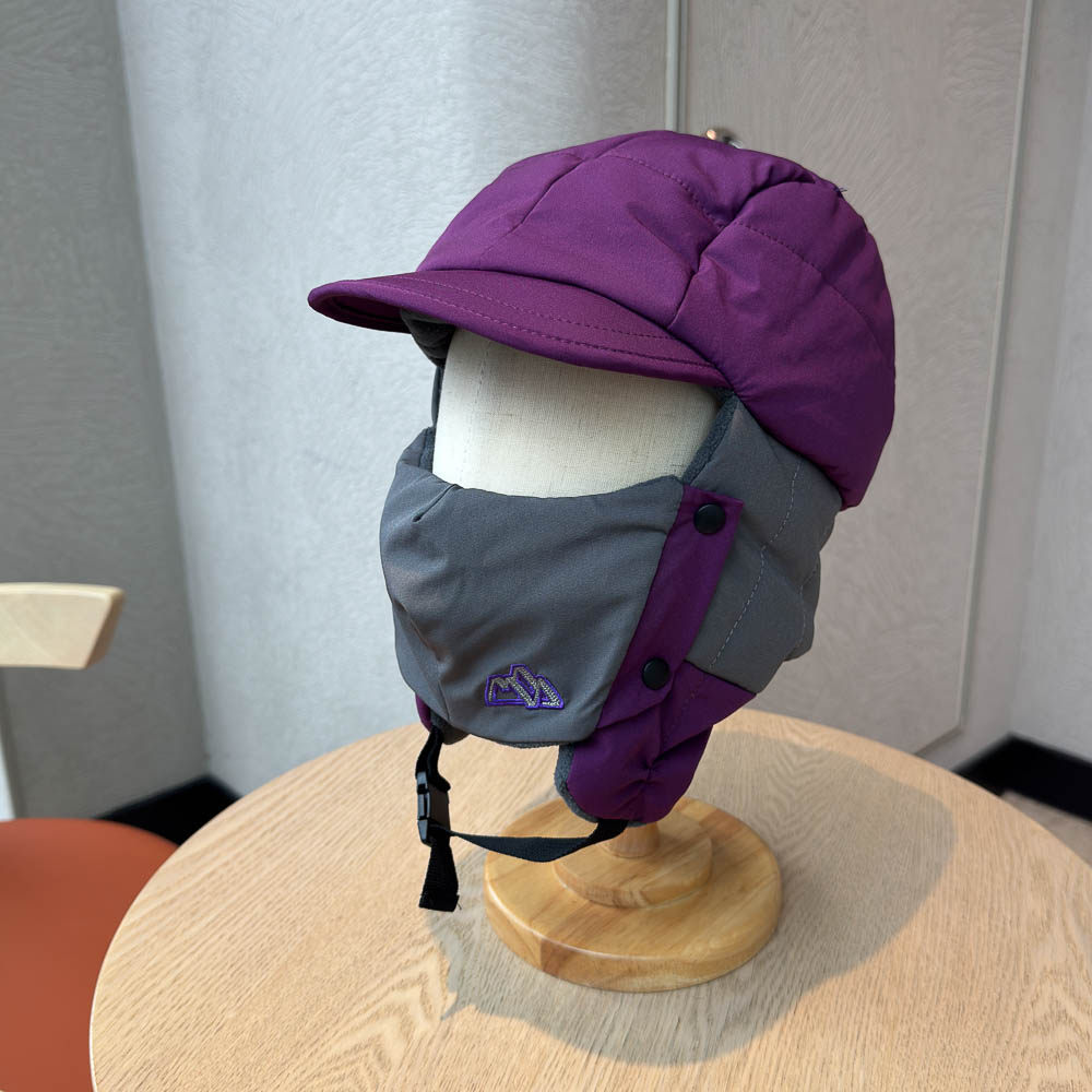 冬季拼色雷锋帽子女户外骑车防寒