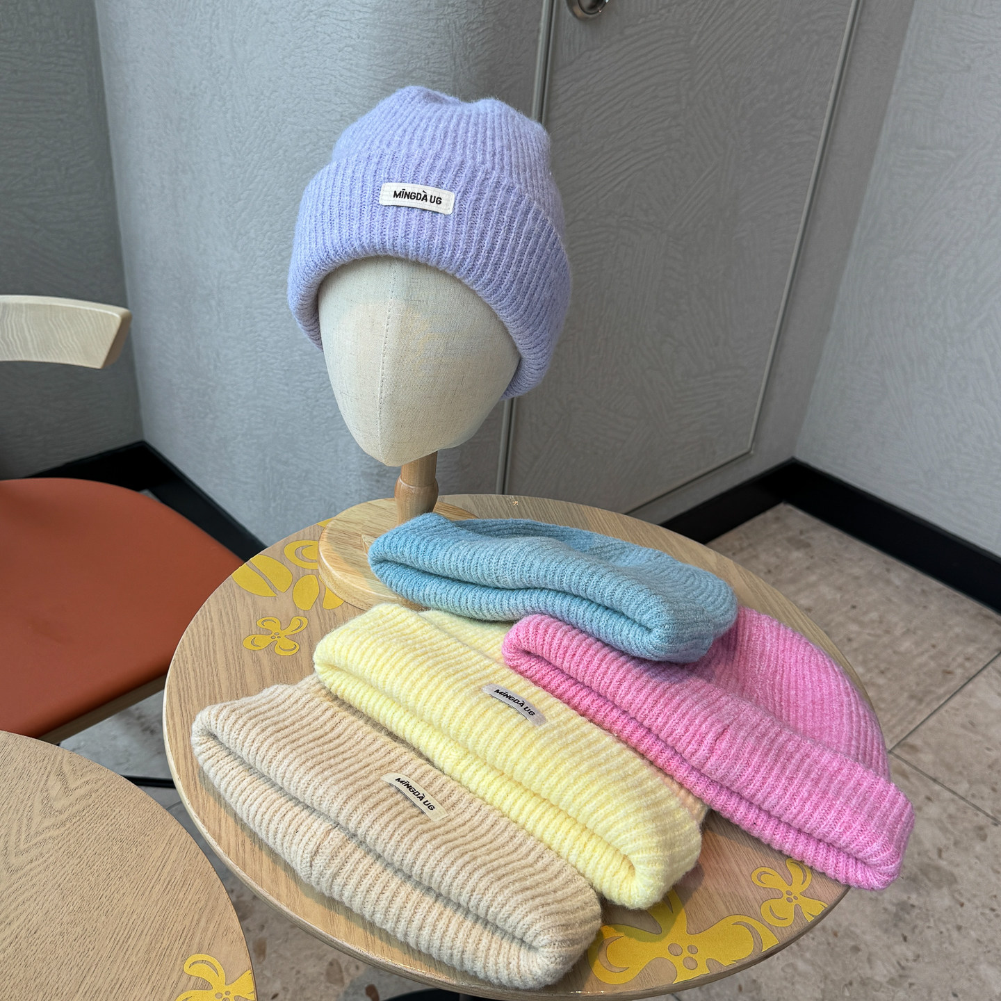 25秋冬新款韩版宽松布标针织帽子