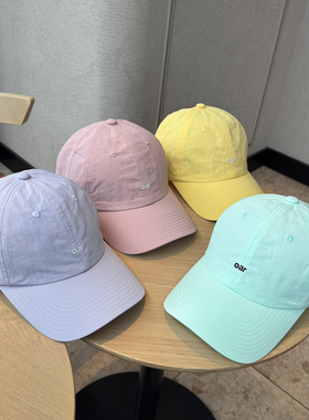 春夏多巴胺简约小字母速干黄色鸭舌帽男女户外运动出游遮阳棒球帽