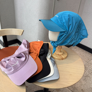 新款个性速干绑带鸭舌帽女夏季户外防晒遮阳包头巾出游护颈一体帽