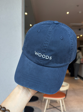 韩版简约字母WOODS显脸小棒球帽女加深大头围男士四季遮阳鸭舌帽