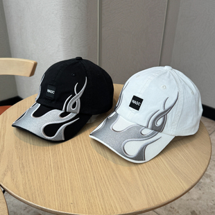 WASC正品美式嘻哈重工刺绣火焰棒球帽男女加深大头围潮牌鸭舌帽子