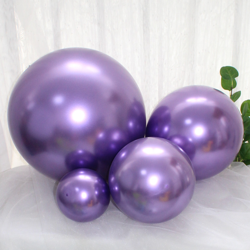 金属铬色气球紫色5寸10寸12寸