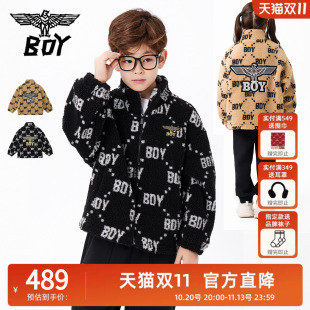 BOY童装 秋冬新款儿童摇粒绒外套时尚防风夹克衫男女童亲子装