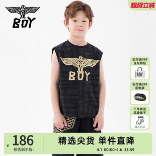 儿童潮牌烫金满印帅气潮酷无袖 圆领T恤背心男女童 25夏新品 BOY童装