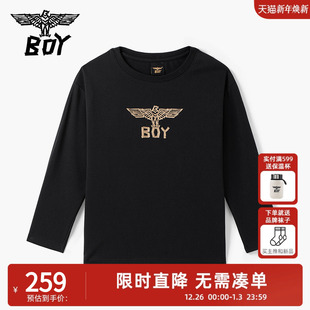 T恤简约鹰标时尚 儿童潮牌长袖 百搭圆领上衣男女童 春秋季 BOY童装