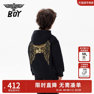 连帽套头卫衣烫金印花长袖 2025秋冬新款 BOY童装 男女童 加绒