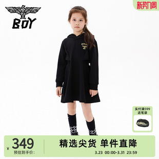 潮流收腰裙子女童中大童 儿童黑色连衣裙时尚 BOY童装 25秋新款