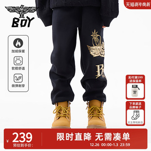 秋冬季 卫裤 时尚 子长裤 BOY童装 烫金保暖束脚运动裤 男女童 加绒