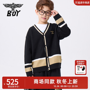 男女童中大童 潮牌老钱风条纹针织老钱风刺绣毛衫 BOY童装 25春秋季