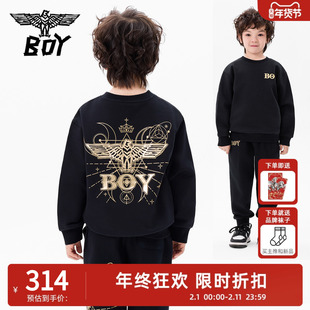 【加绒】BOY童装2025秋冬新款卫衣儿童潮流上衣打底衫中大童男女