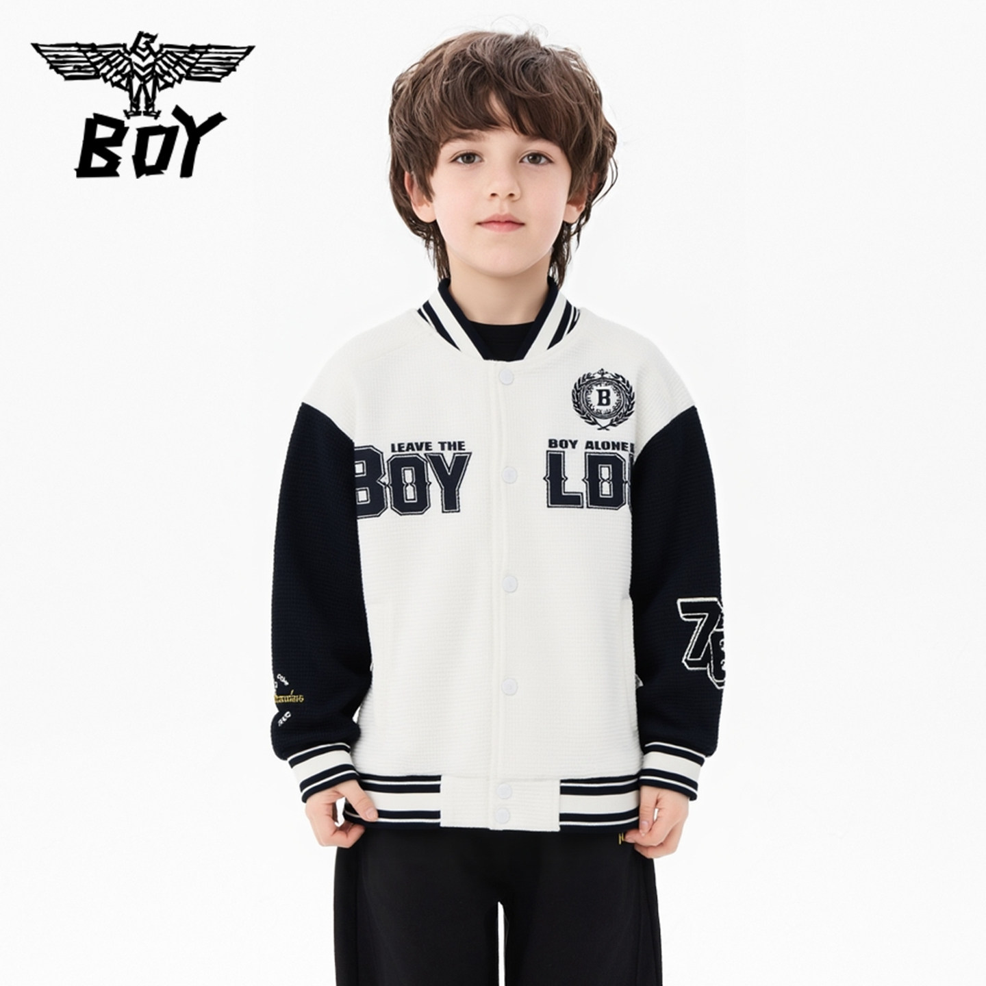 BOY童装秋新款儿童棒球服外套轻薄时尚撞色夹克衫男女童中大童