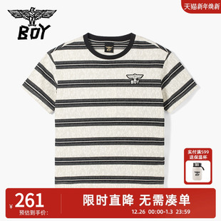 条纹舒适百搭圆领T恤男女童中大童 儿童潮牌短袖 BOY童装 25夏新品