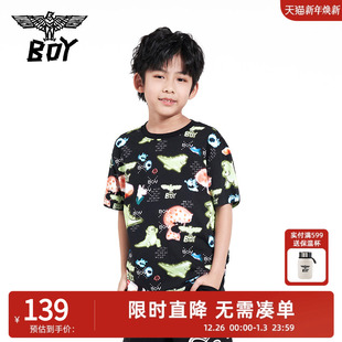 满印针织短袖 夏季 BOY童装 T恤字母LOGO印花老鹰男女童 SALE