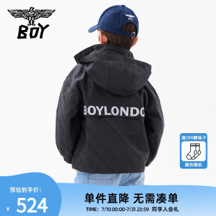 BOY童装 舒适连帽上衣男女童中大童 春季 儿童潮牌外套字母满印时尚