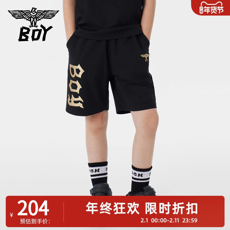 BOY童装 儿童夏季 宽松中裤侧边印花潮流时尚休闲短裤男女童
