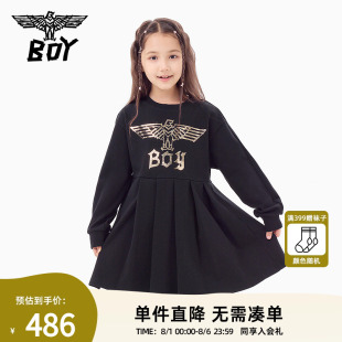 BOY童裝 甜酷設計感小黑裙 老鷹時髦洋氣秋季 女童連衣裙經典