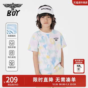 针织T恤男童女童 彩印百搭防晒凉感短袖 BOY童装 儿童夏季