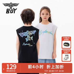 BOY童装夏季时尚潮酷背心外穿老鹰涂鸦印花无袖T恤上衣儿童男女童