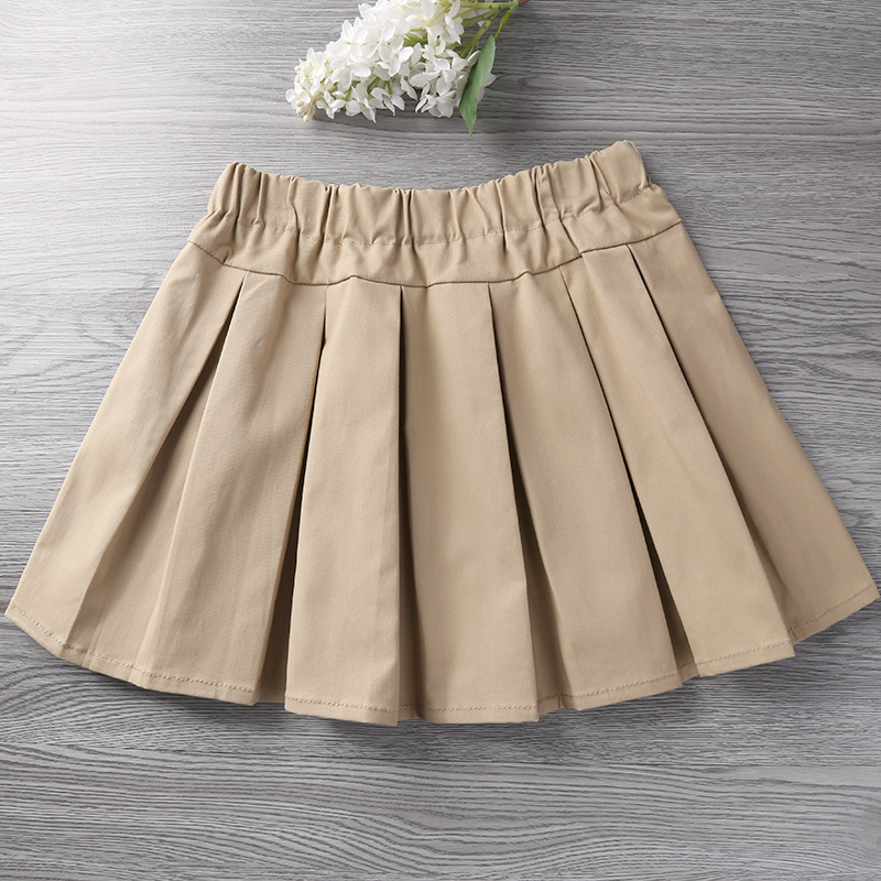 儿童裙子女童校服短裙卡其色百褶裙中小学生裙女孩子学院风表演裙