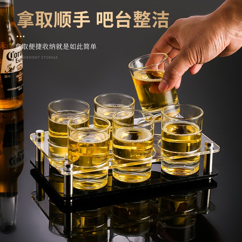 亚克力啤酒杯架套装KTV酒吧商用洋酒杯八角杯塑料收纳架子可定制