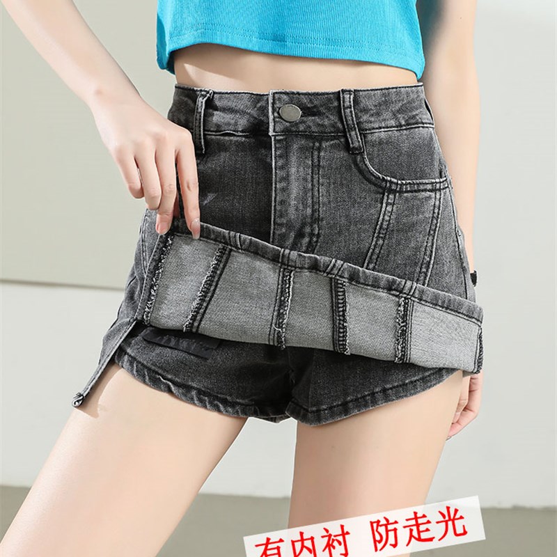 高腰牛仔裙裤女夏薄款2022新款百搭防走光a字短裙弹力开叉包臀裙