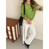 3th ZY3956 韩系慵懒风肌理感圆领针织开衫 Morning 早春新款