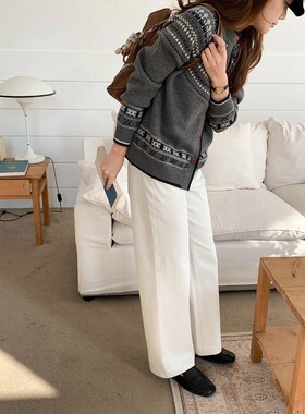 3th Morning 马德里漫游 复古费尔岛提花圆领针织开衫ZY3970