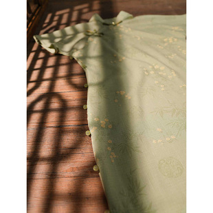 苏城日记新中式绿色古法旗袍2025新款夏季女送考高考超好看全开襟