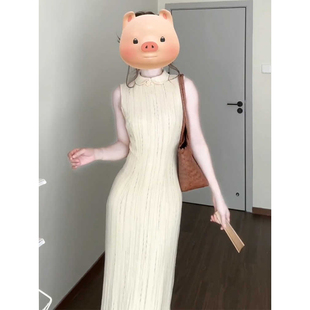 女装 无袖 长款 高级感绝美修身 背心连衣裙 包臀裙女夏季 初恋系新中式