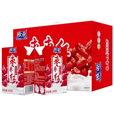 【日期新鲜】欧亚枣枣红红枣牛奶250g*24盒/箱早餐大理乳制品