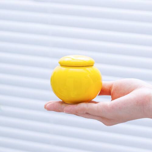 陶瓷小号茶叶罐便携迷你色釉密封罐药材香粉干果防潮储存罐印logo