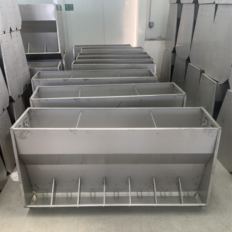 不锈钢料槽喂猪养殖补料喂料双面食盆母猪肥猪产床猪食槽专用