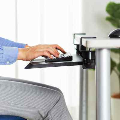 键盘托架免打孔免安装滑轨可移动倾斜夹桌懒人挂架电脑支架收纳架