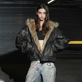 加厚宽松连帽男女款 PRDX两面穿美式 潮流廓形冬季 棉服棉衣外套