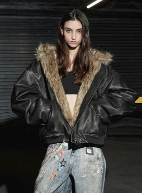 PRDX两面穿美式潮流廓形冬季加厚宽松连帽男女款棉服棉衣外套