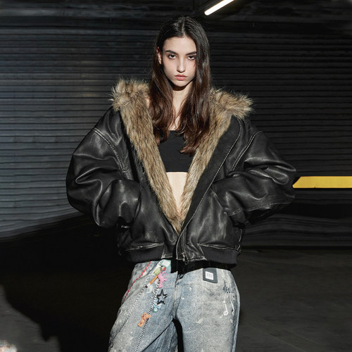 PRDX两面穿美式潮流廓形冬季加厚宽松连帽男女款棉服棉衣外套