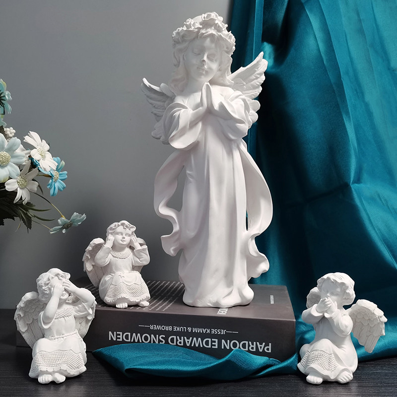 北欧风少女心天使摆件石膏雕像女孩房间桌面装饰品轻奢高颜值摆设