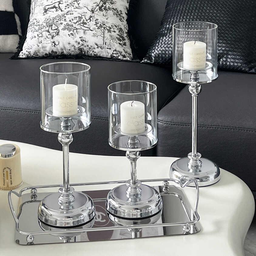北欧轻奢香薰蜡烛烛台摆件覆古浪漫氛围感餐桌烛光晚餐装饰道具