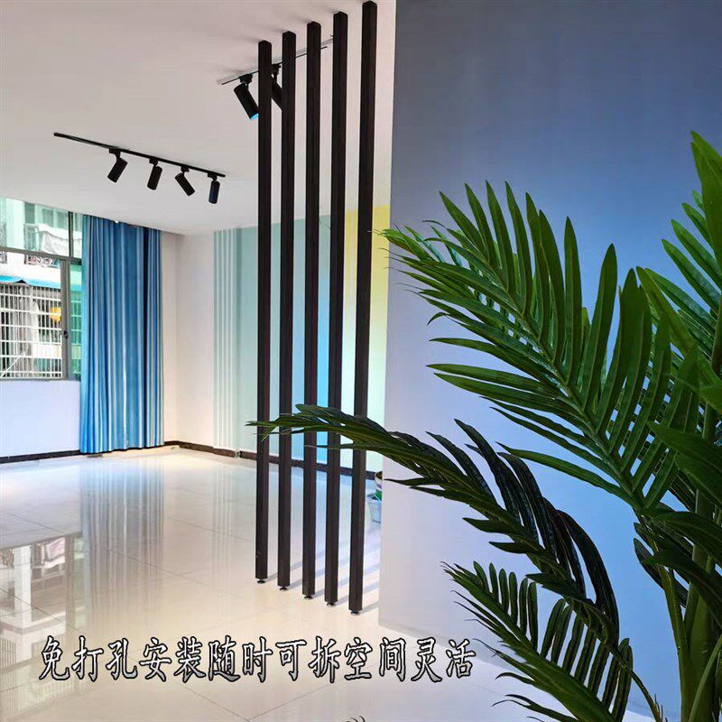 北欧玄关立柱铝合金竖条屏风隔断客厅办公室装饰铝合金方管自装