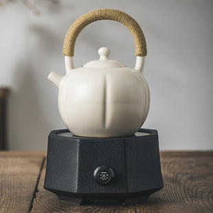 提梁壶苏打釉烧水壶电陶炉煮茶壶功夫茶具单壶家用简约白壶 日式