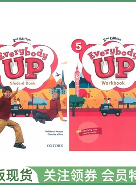 牛津少儿英语教材 Everybody Up 2nd Edition Level 5 Student Book and Workbook 五级学生用书练习册套装 新版二版美语 oxford