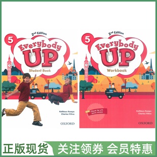 牛津少儿英语教材 Everybody Up 2nd Edition Level 5 Student Book and Workbook 五级学生用书练习册套装 新版二版美语 oxford