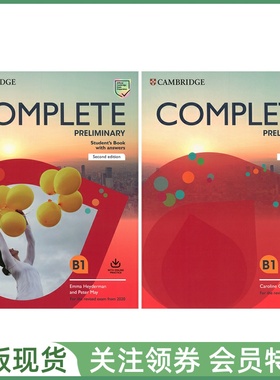 剑桥PET综合教程 Complete Preliminary Self Study Pack with Answers and Audio 学生用书练习册 带小程序资源 证书考试教材