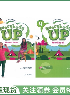 牛津少儿英语教材 Everybody Up 2nd Edition Level 4 Student Book and Workbook 四级学生用书练习册套装 新版二版美语 oxford