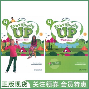 牛津少儿英语教材 Everybody Up 2nd Edition Level 4 Student Book and Workbook 四级学生用书练习册套装 新版二版美语 oxford
