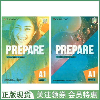 剑桥证书考试备考教材 Prepare A1 Level 1 Student's Book and Workbook with Digital Second Edition 一级学生用书练习册带资源