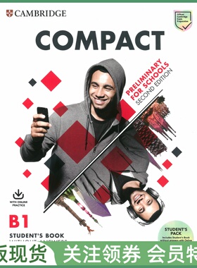 剑桥PET考试备考教材 Compact Preliminary for Schools Student's Book with Online Workbook 学生用书 带在线练习册 青少版