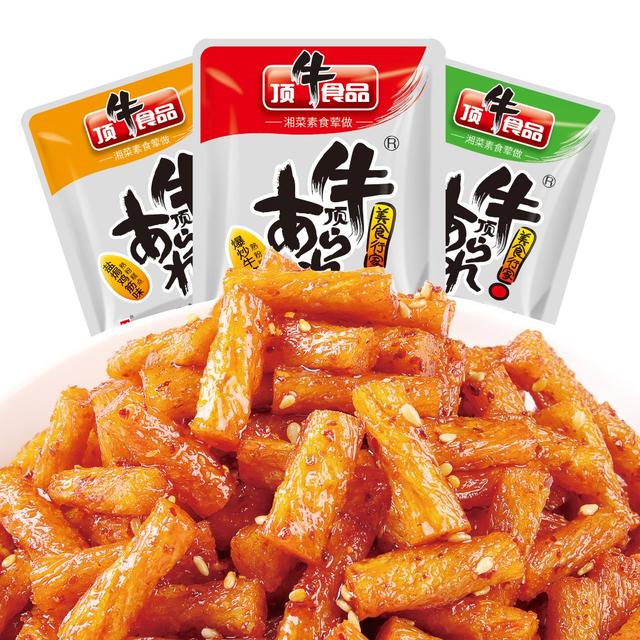 顶牛童年回忆素牛筋麻辣小吃儿时零食网红面筋东旺铝箔包装辣条